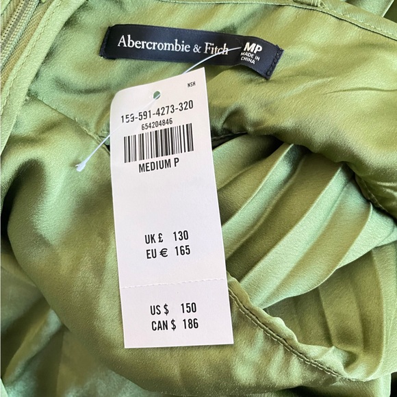 Abercrombie & Fitch Giselle Pleated Cutout Midi Dress Olive Size Medium Petite - Picture 4 of 8
